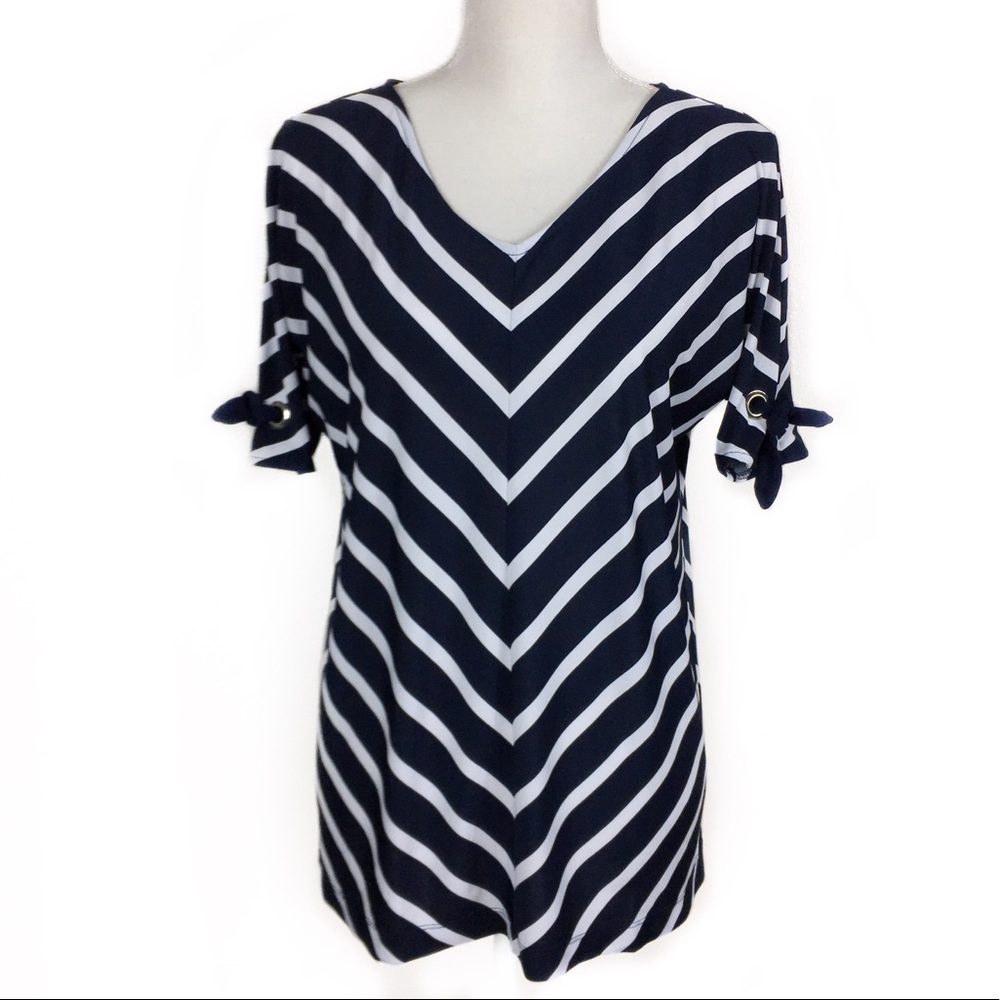 Croft & Barrow Dark Blue and White Blouse, size S